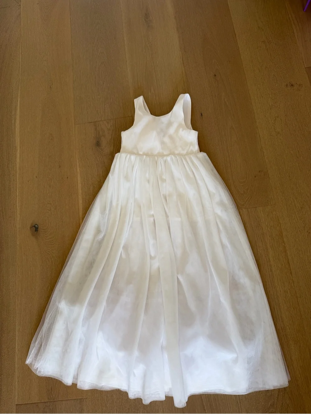 Show Me Your MuMu Girls' White Satin & Tulle Flower Girl Dress